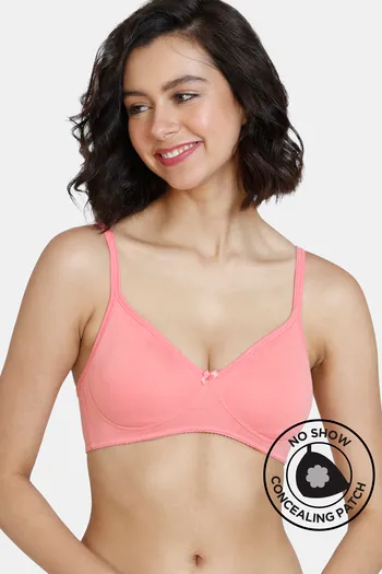 Buy Zivame Conceal Petals Double Layered Non Wired 3/4th Coverage T-Shirt Bra - Salmon Rose